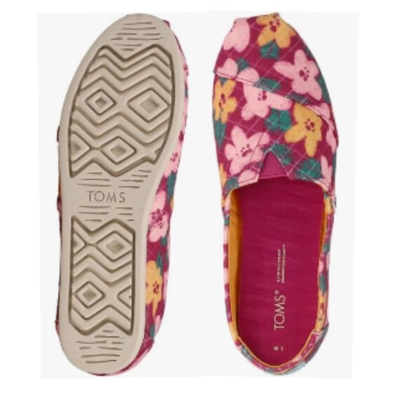 TOMS Alpargata Fuchsia Blooms Quilted Slip On Shoes 10 BNWT 🆕📦⌚🏃🏻💨⚡🚚 - Picture 2 of 15
